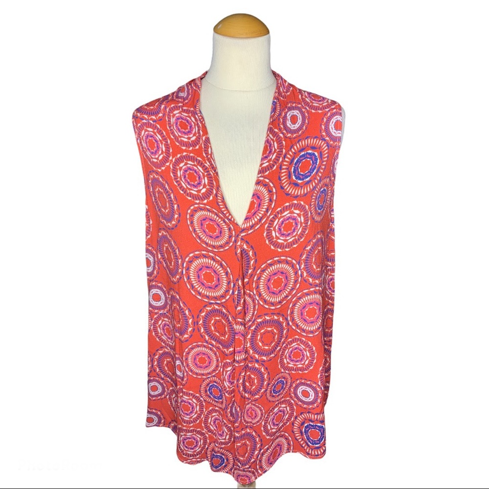 Tyler Boe Red and Blue Patterned Muscle Tee